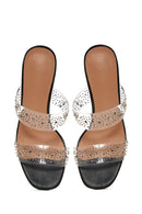 Women's Transparent Stone Heeled Slippers | Derimod