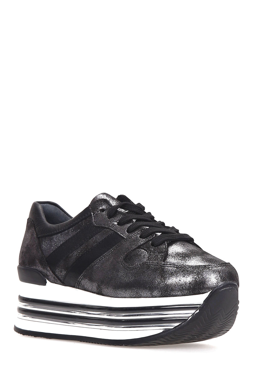 Women's High-Sole Silver Sneaker