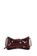 Women's Burgundy Long Strap Patent Leather Shoulder Bag | Derimod