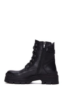 Women's Black Leather Thick Soled Boots | Derimod