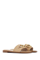 Women's Beige Straw Slippers | Derimod