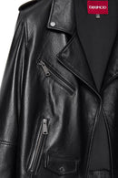 Egoist(Plus) Women's Black Leather Jacket | Derimod