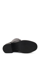 Woman Black Zip Closure Lace-Up Chunky-Heeled Leather Combat Boots | Derimod