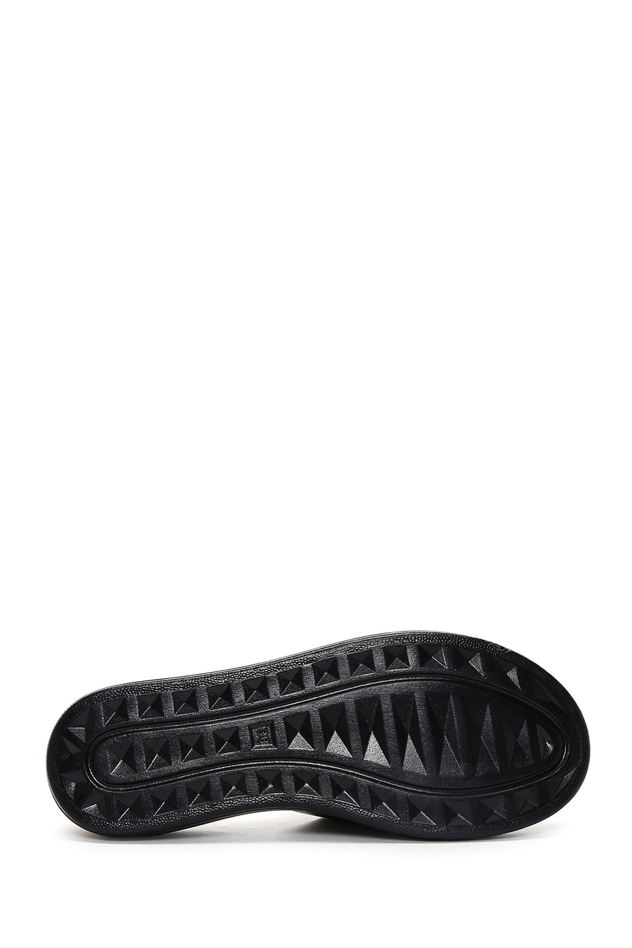 Women's Black Thick Soled Leather Slippers