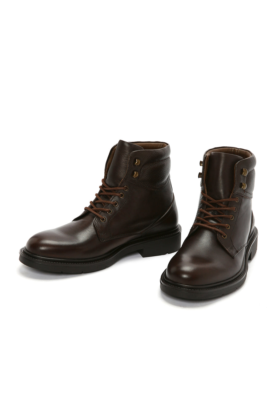 Men's Brown Lace-Up Leather Boots