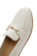 Women's Cream Leather Masculine Loafer | Derimod