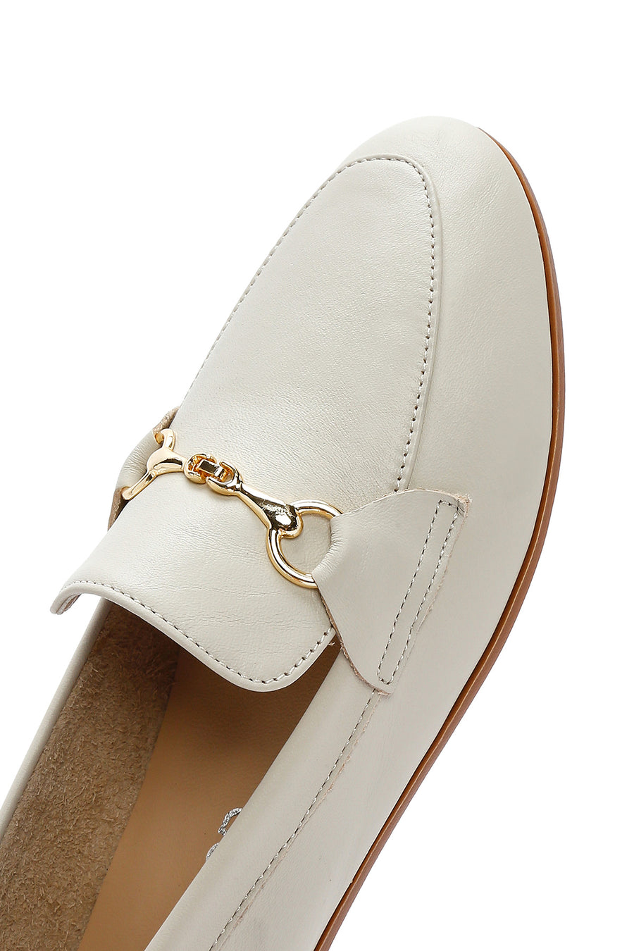 Women's Cream Leather Masculine Loafer