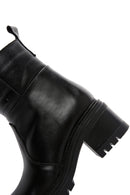 Women's Black Leather Zippered Heeled Boots | Derimod