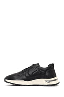 Erkek Siyah Bağcıklı Kalın Tabanlı Deri Sneaker | Derimod