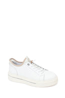 Men's White Lace-up Thick-Sole Leather Sneaker | Derimod