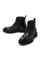 Men's Black Leather Zippered Casual Boots | Derimod