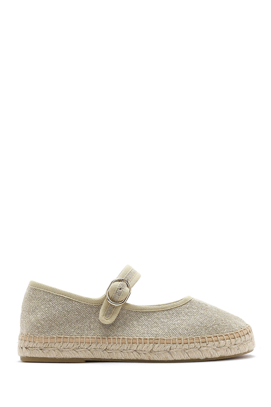 Women's Cream Buckled Fabric Espadrilles 25SFD45716F | Derimod