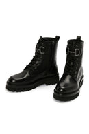 Women's Black Accessory Detailed Zippered Leather Boots | Derimod