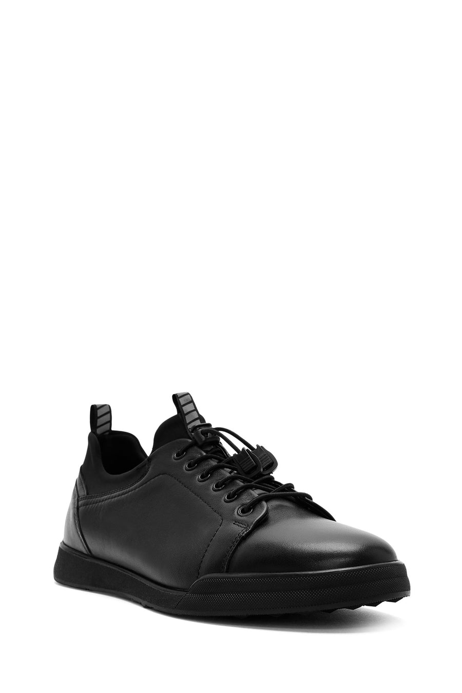 Men's Black Lace-up Leather Sneaker