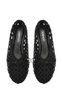 Women's Black Braided Ballerina | Derimod