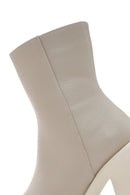 Women's Beige Zippered Heeled Casual Boots | Derimod