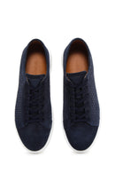 Men's Navy Blue Suede Leather Thick Soled Sneaker | Derimod