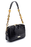 Women's Crocodile Patterned Shoulder Bag with Strap Detail | Derimod