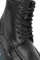 Men's Black Lace-Up Zipper Detailed Leather Casual Boots | Derimod