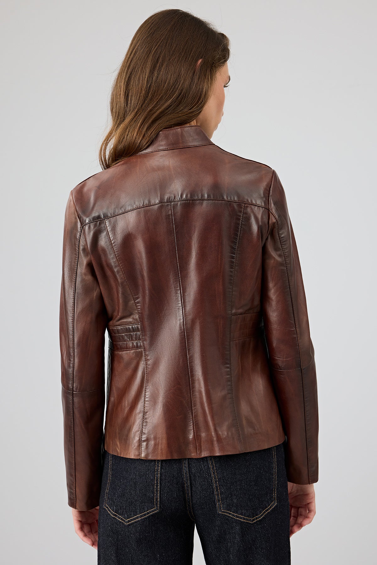 Lydia Kadın Kahverengi Kısa Deri Ceket