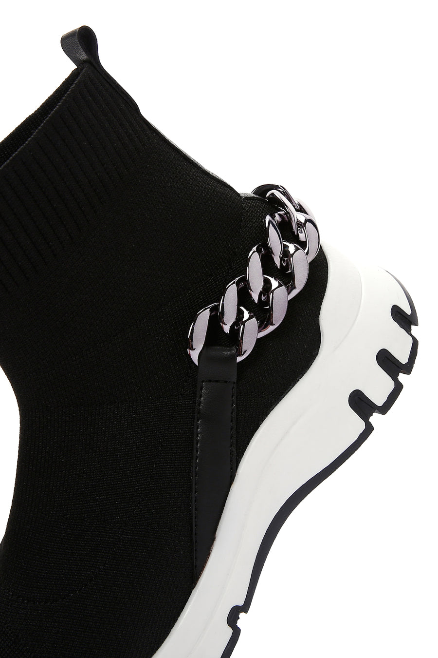 Women's Black Ankle Sneaker Boots with Chain Accessories