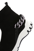 Women's Black Ankle Sneaker Boots with Chain Accessories | Derimod