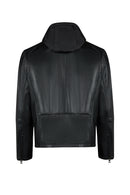 Romeo Male Black Hooded Leather Coats | Derimod