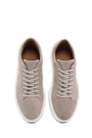 Men's Beige Thick Soled Laced Suede Leather Sneaker | Derimod