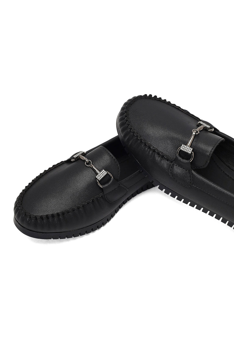 Kadın Siyah Tokalı Loafer