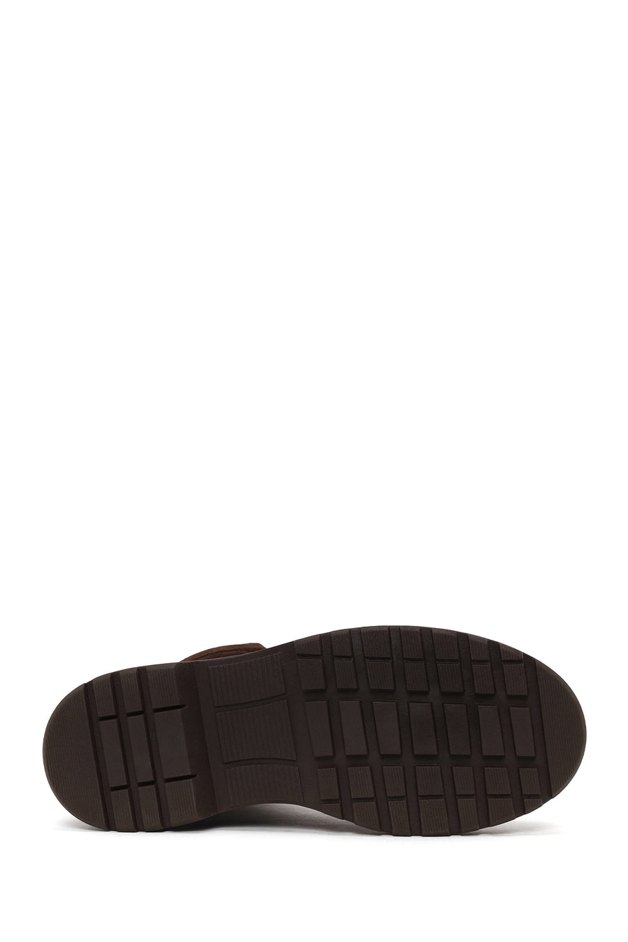 Woman Brown Zip Closure Embellished Chunky Sole Suede Boots