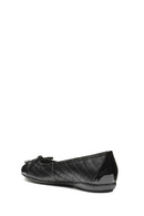 Geox Women's Black Annytah Quilted Patterned Leather Ballerina | Derimod