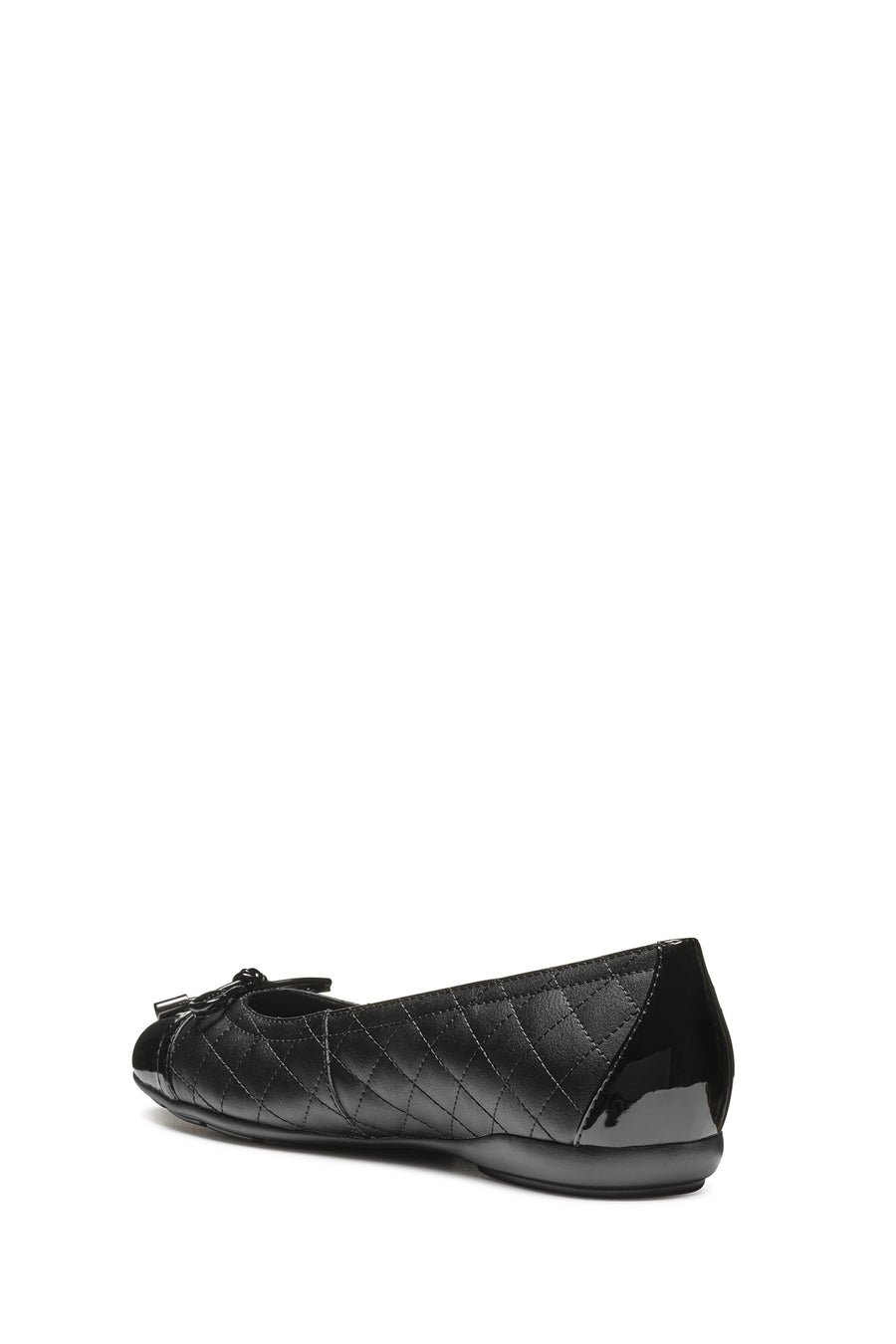 Geox Women's Black Annytah Quilted Patterned Leather Ballerina