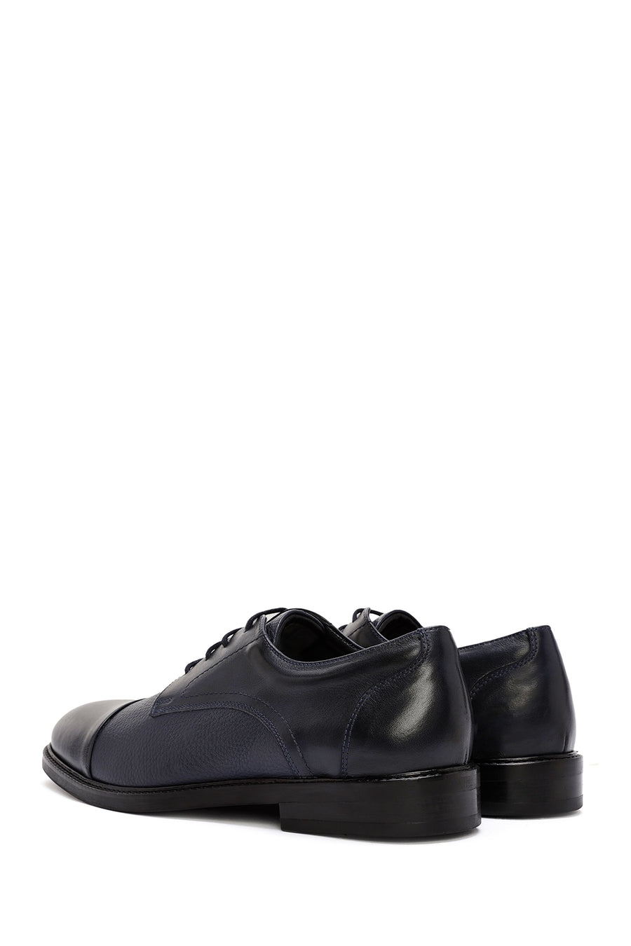 Men's Navy Blue Lace-Up Leather Classic Shoes