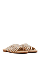 Woman Beige Rhinestone Slipper | Derimod