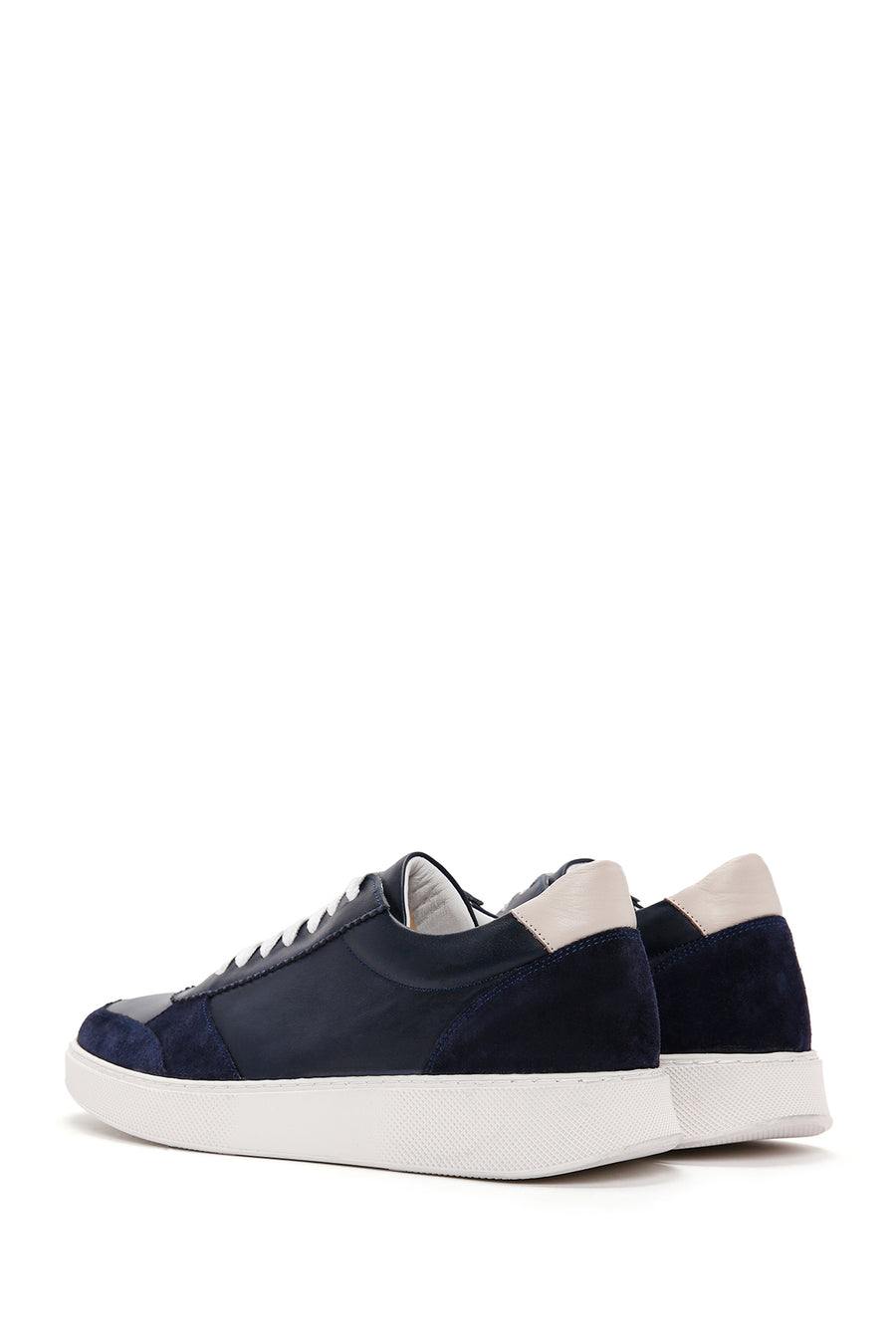 Men's Navy Blue Lace-Up Leather Sneaker