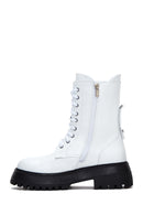 Women's White Leather Zippered Boots | Derimod