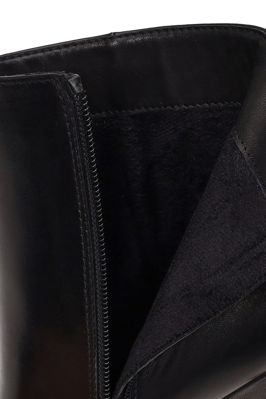 Woman Black Zip Closure Stiletto Heel Leather Boots