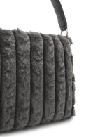 Women's Gray Accessory Detailed Plush Shoulder Bag | Derimod