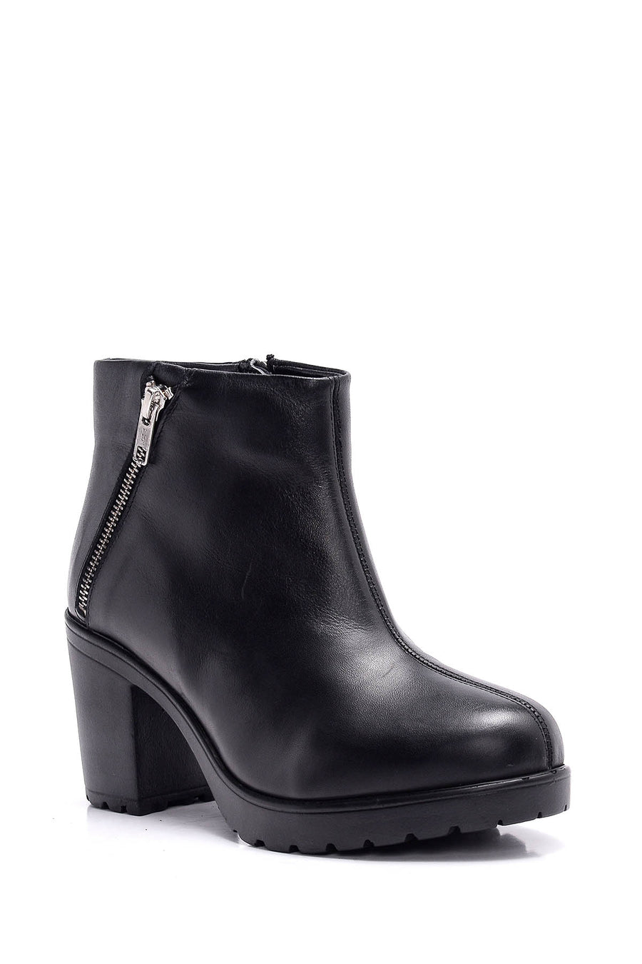 Zippered Women's Leather Boots