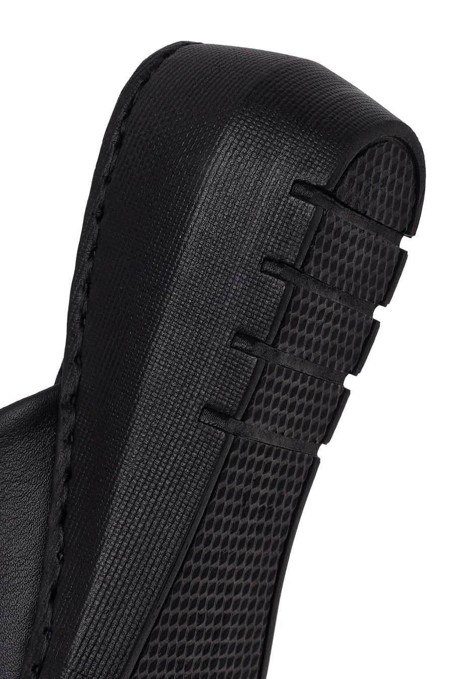 Woman Black Wedge Heel Leather Comfort Slipper