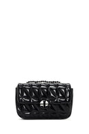 Women's Black Long Strap Quilted Metallic Crossbody Bag | Derimod