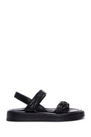 Women's Black Ankle Strap Leather Comfort Sandals | Derimod