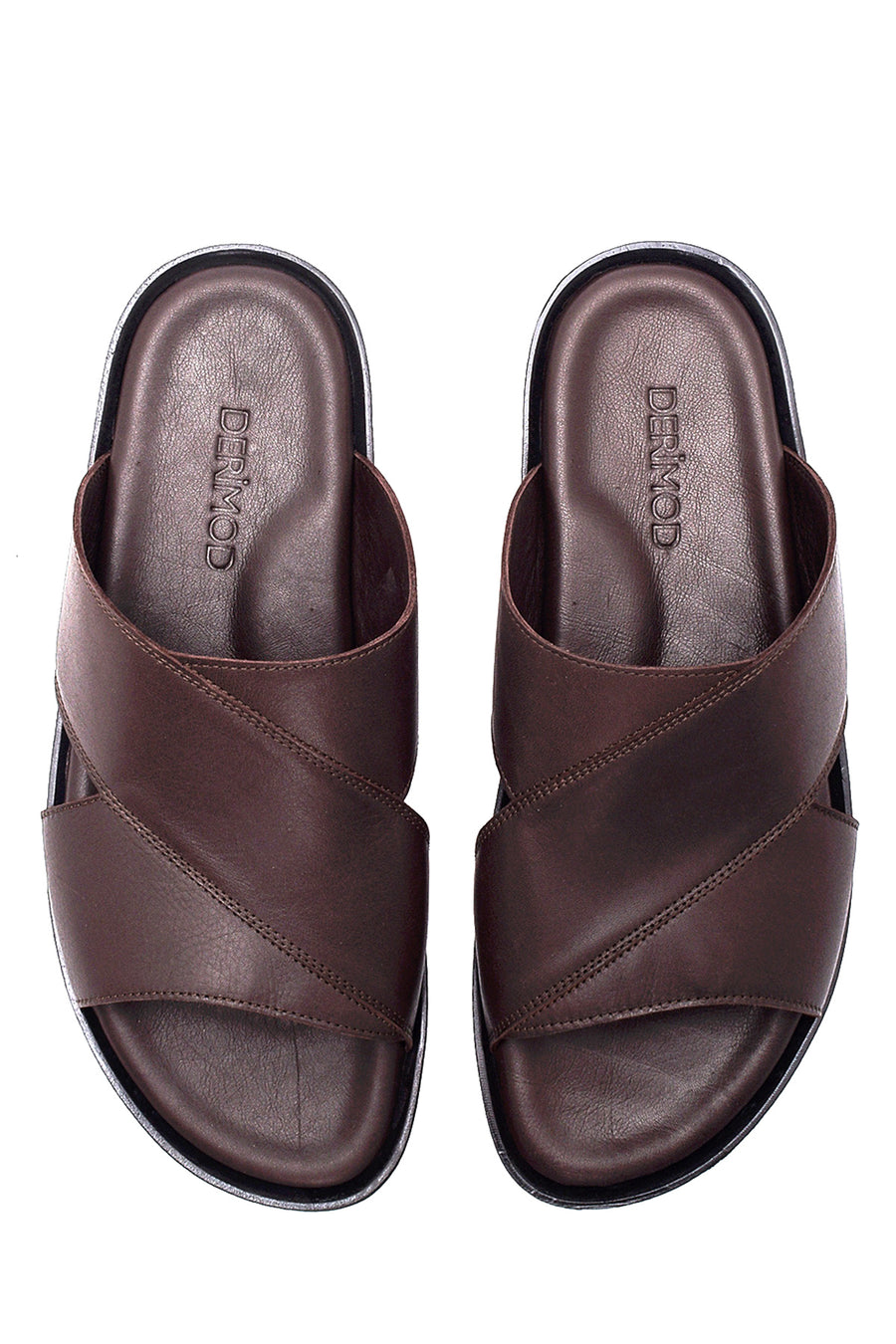 Men's Brown Leather Slippers