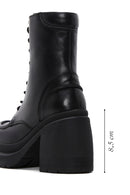 Women's Black Leather Platform Heeled Boots | Derimod