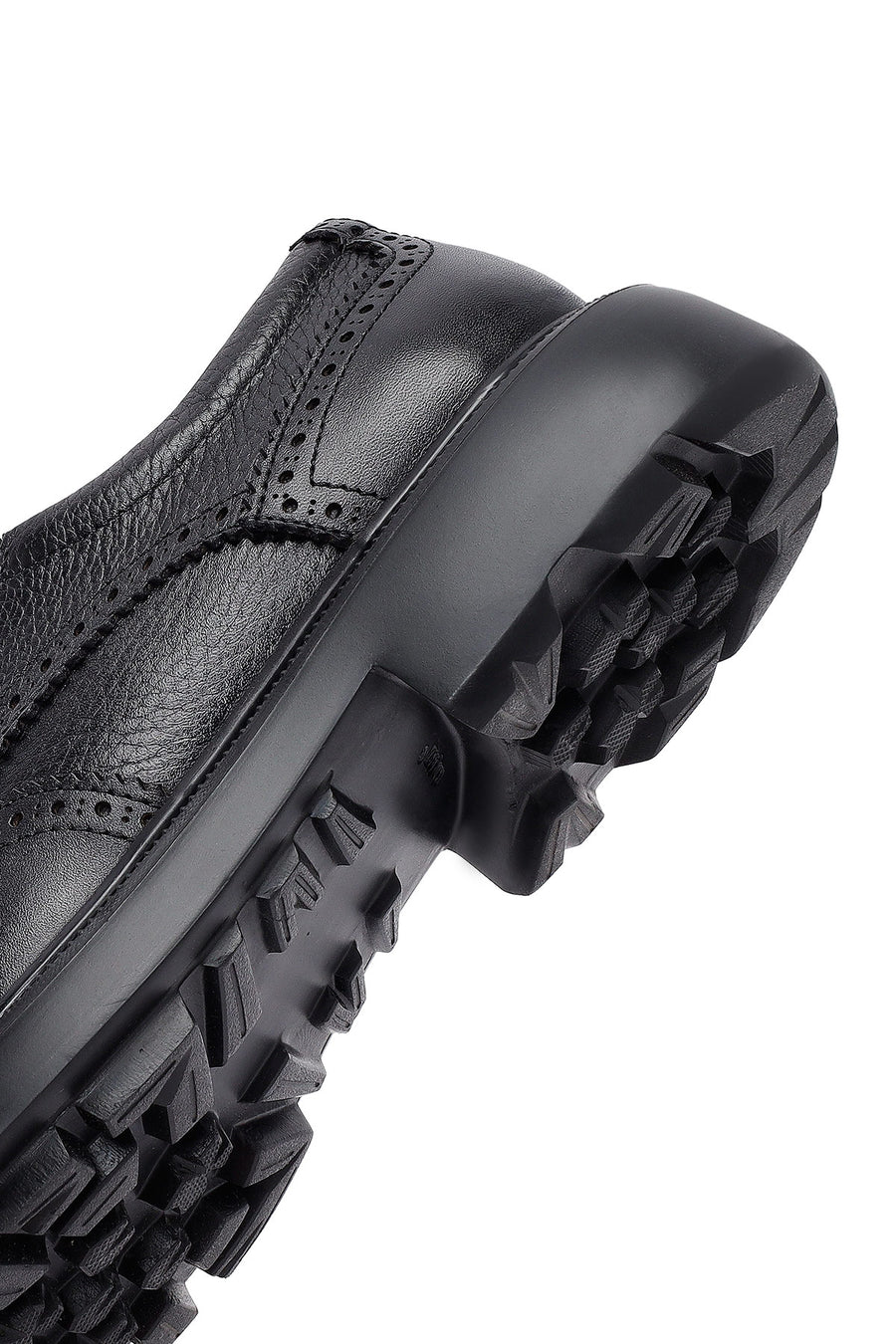 Men's Black Lace-Up Thick-Soled Leather Casual Shoe