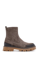 Men's Brown Zippered Suede Leather Casual Boots | Derimod