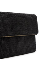 Women's Black Long Chain Strap Straw Clutch Bag | Derimod