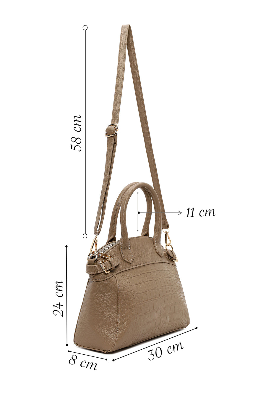 Woman Mink Long-Strap Croc-Pattern Classic Shoulder Bag