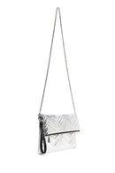 Woman Silver Chain-Strap Quilted Clutch Bag | Derimod