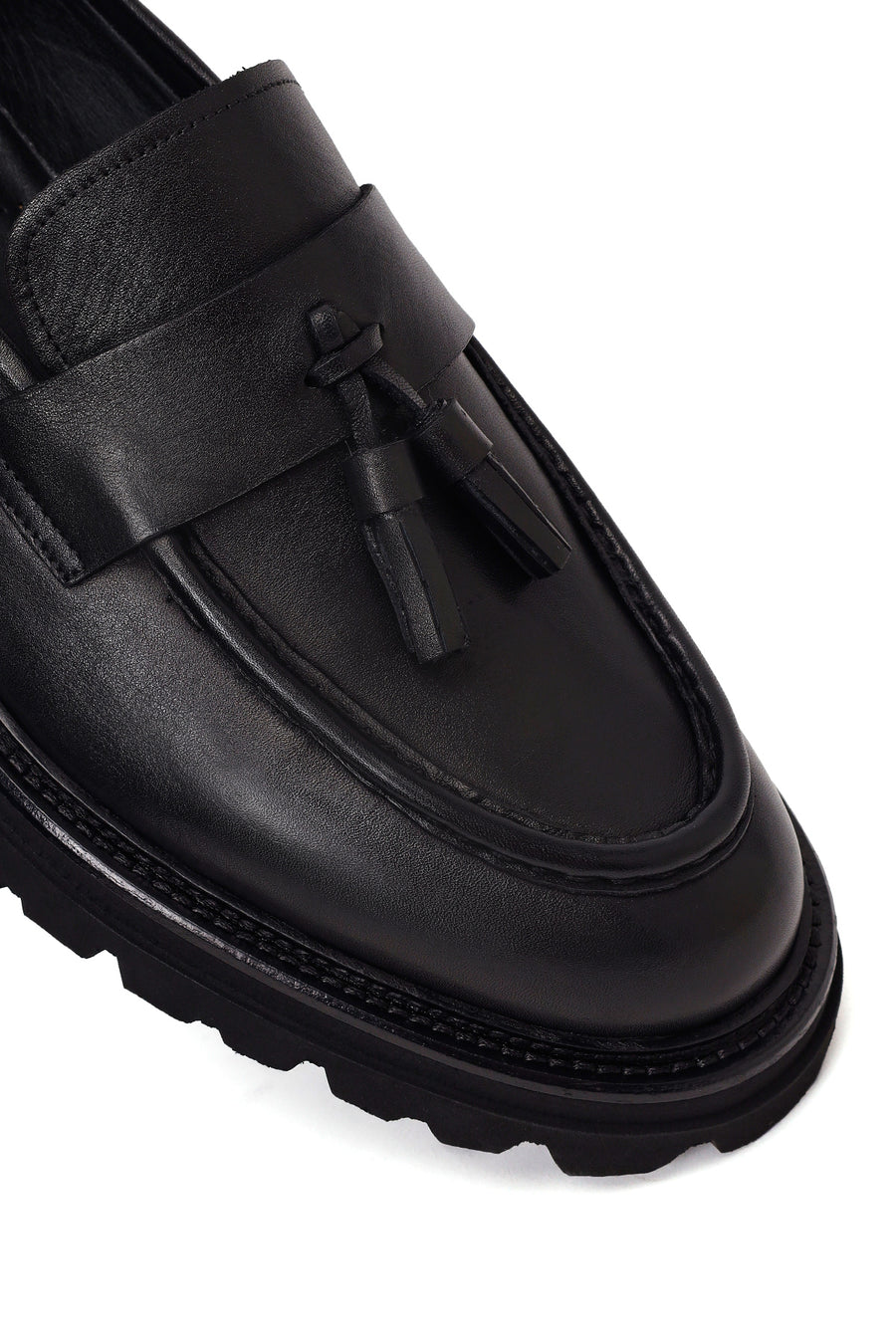 Male Black Tasselled Leather Casual Loafer